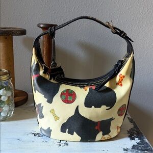 Vintage Dooney & Bourke Scottie Dog Print Shoulder Bag  11”W x 6.25”H x 7”D ~EUC